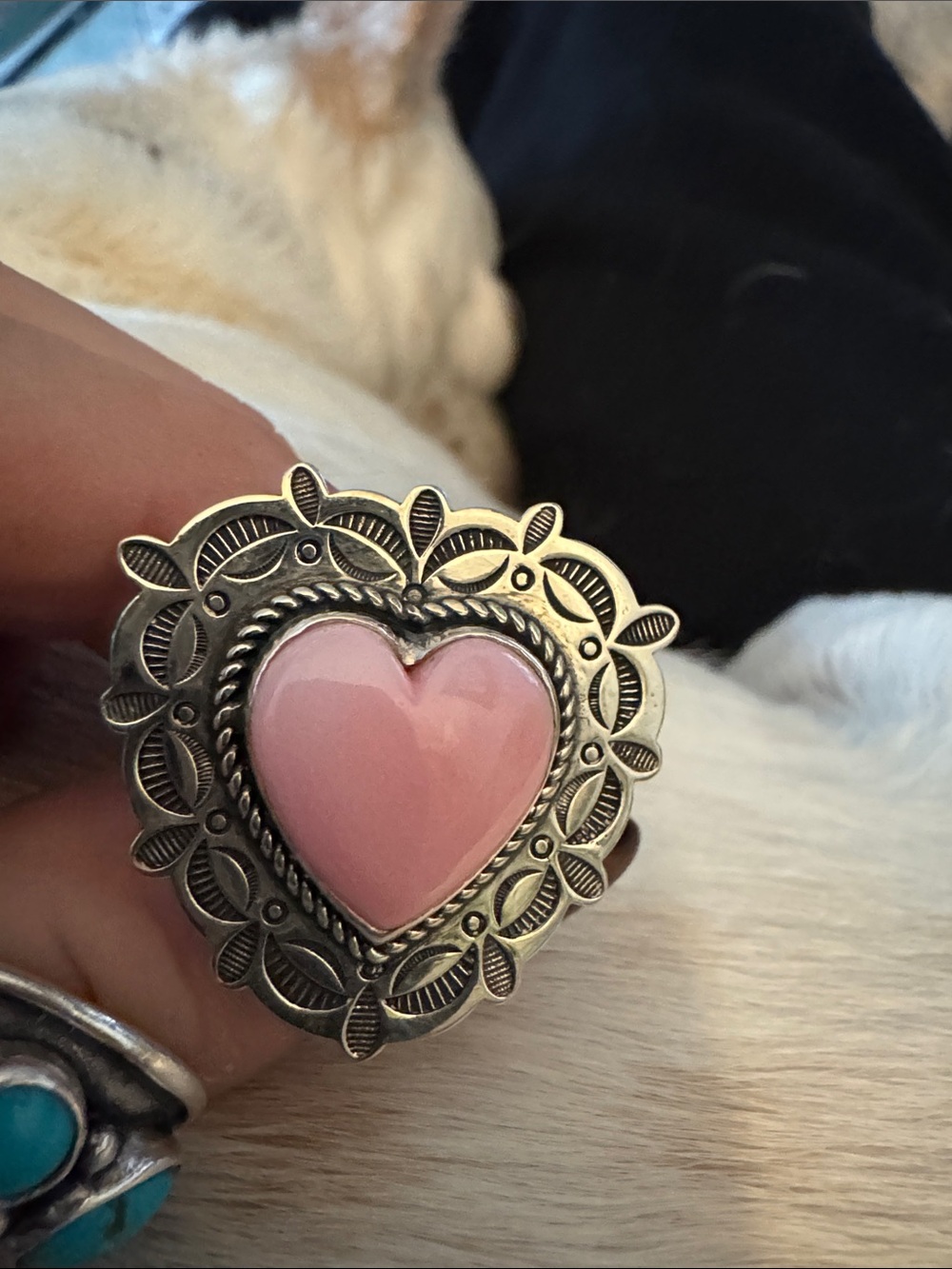 Pink conch Heart Statement Ring - Women Jewelry